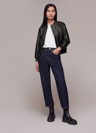 Laura Leather Bomber Jacket